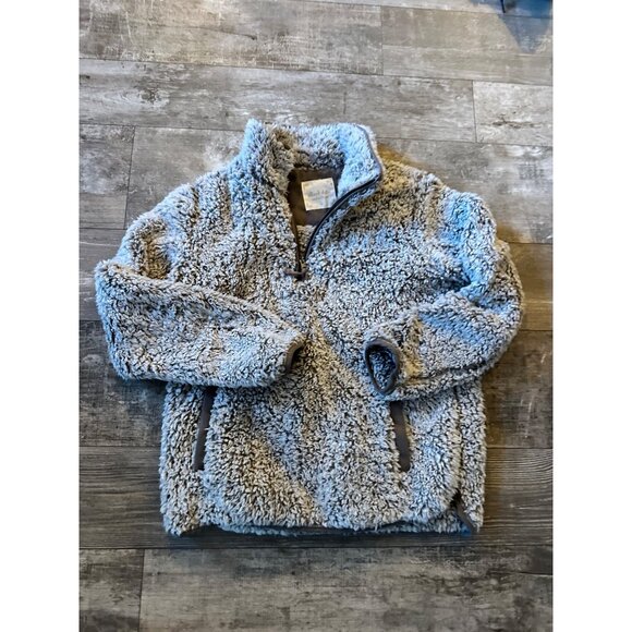 Altard State Tops - Altard State Stand Out For Good Fuzzy Sherpa Pullover Gray Quarter Zip Womens